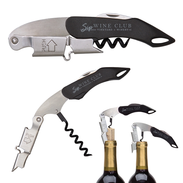 4 15/16" double-hinged waiters corkscrew with multiple functions.... from ASI 62190 Illini