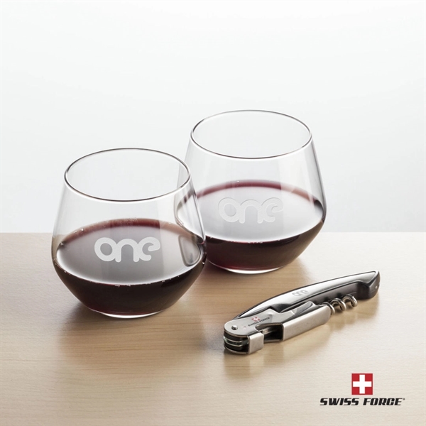 Giftset includes 2 Manddelay stemless wine glasses and Swiss Force® Impressive... from ASI 84592 St Regis Group