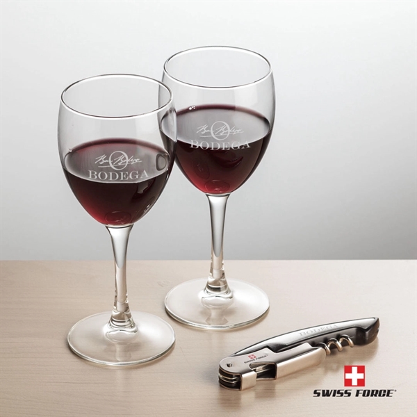 Giftset includes 2 Carberry Stemmed wine glasses and Swiss Force® Impressive... from ASI 84592 St Regis Group