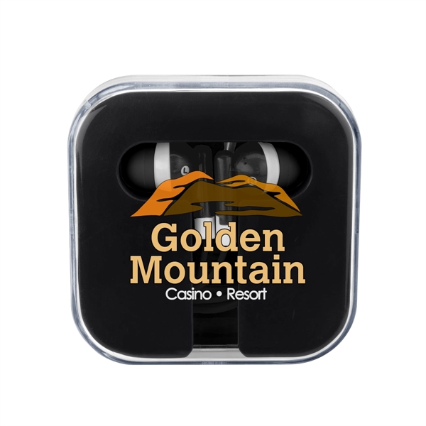 Ear Buds in Square Case.  Protective Plastic Travel Case. ... from ASI 61125 Hit Promotional Products / Hit®