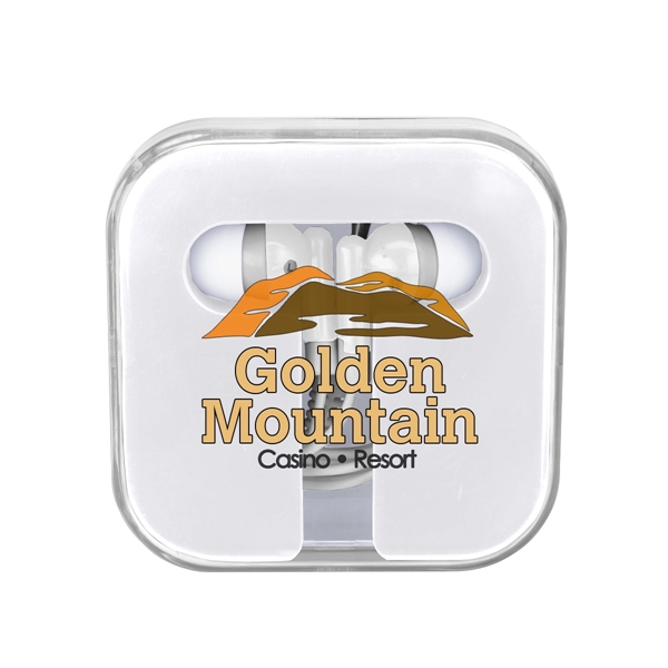 Ear Buds in Square Case.  Protective Plastic Travel Case. ... from ASI 61125 Hit Promotional Products / Hit®