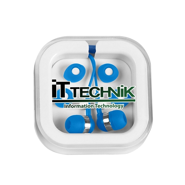 Ear Buds in Case.  Protective Plastic Travel Case.  Interchangeable... from ASI 61125 Hit Promotional Products / Hit®