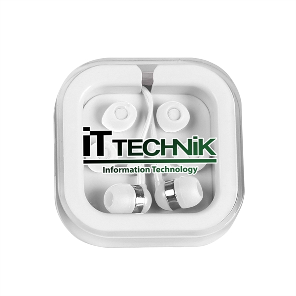 Ear Buds in Case.  Protective Plastic Travel Case.  Interchangeable... from ASI 61125 Hit Promotional Products / Hit®