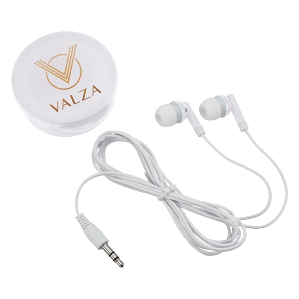 Ear Buds in Round Plastic Case. Works with Most Audio Devices.... from ASI 61125 Hit Promotional Products / Hit®