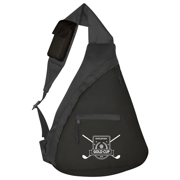 Sling backpack made of 210 denier polyester with front zippered pocket.... from ASI 61125 Hit Promotional Products / Hit®