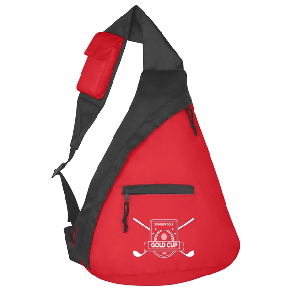 Sling backpack made of 210 denier polyester with front zippered pocket.... from ASI 61125 Hit Promotional Products / Hit®