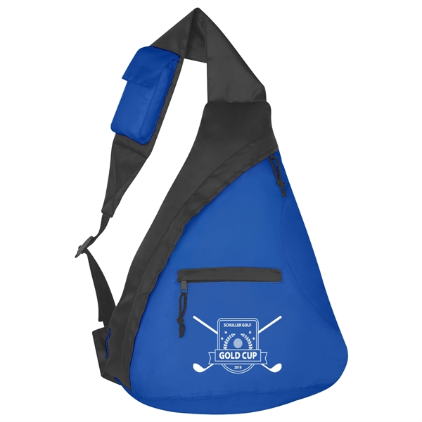 Sling backpack made of 210 denier polyester with front zippered pocket.... from ASI 61125 Hit Promotional Products / Hit®