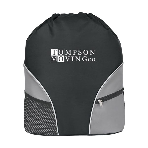 Drawstring backpack made of 210 denier polyester with 2 outside pockets.... from ASI 61125 Hit Promotional Products / Hit®