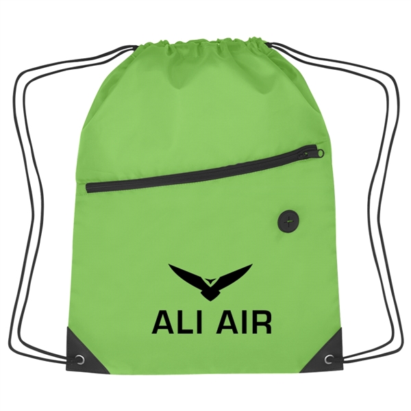 Sports pack with drawstring closure and large front zippered pocket.... from ASI 61125 Hit Promotional Products / Hit®