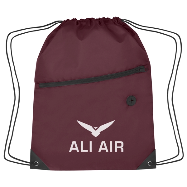 Sports pack with drawstring closure and large front zippered pocket.... from ASI 61125 Hit Promotional Products / Hit®