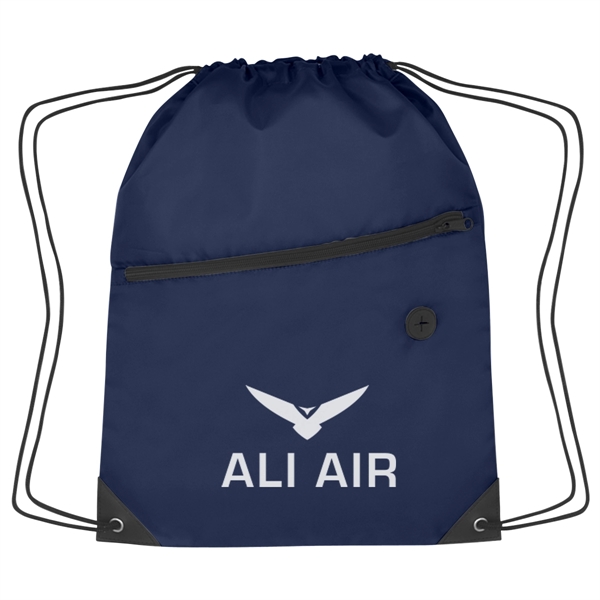 Sports pack with drawstring closure and large front zippered pocket.... from ASI 61125 Hit Promotional Products / Hit®