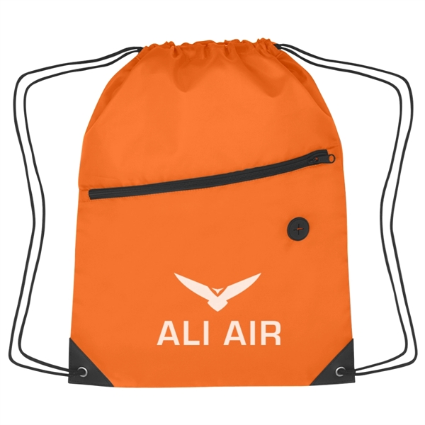 Sports pack with drawstring closure and large front zippered pocket.... from ASI 61125 Hit Promotional Products / Hit®
