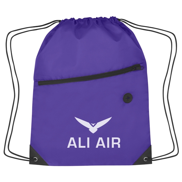 Sports pack with drawstring closure and large front zippered pocket.... from ASI 61125 Hit Promotional Products / Hit®