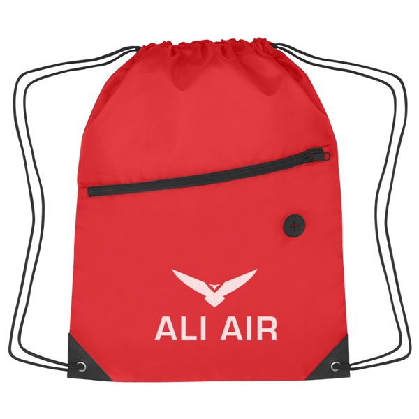 Sports pack with drawstring closure and large front zippered pocket.... from ASI 61125 Hit Promotional Products / Hit®