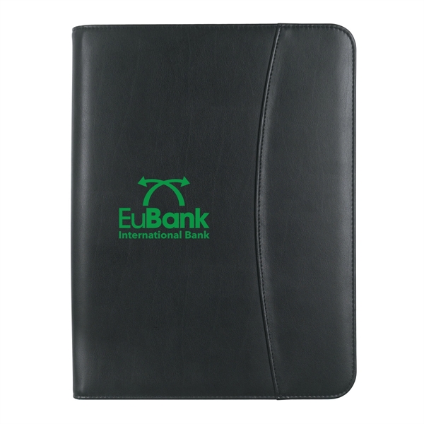 Leather look 8 1/2" x 11" zippered portfolio with calculator.... from ASI 61125 Hit Promotional Products / Hit®