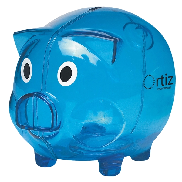 Plastic piggy bank with removable bottom plug for coin retrieval.... from ASI 61125 Hit Promotional Products / Hit®