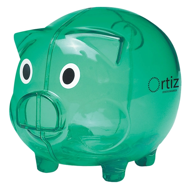 Plastic piggy bank with removable bottom plug for coin retrieval.... from ASI 61125 Hit Promotional Products / Hit®