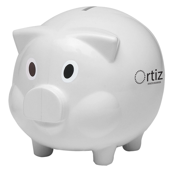 Plastic piggy bank with removable bottom plug for coin retrieval.... from ASI 61125 Hit Promotional Products / Hit®