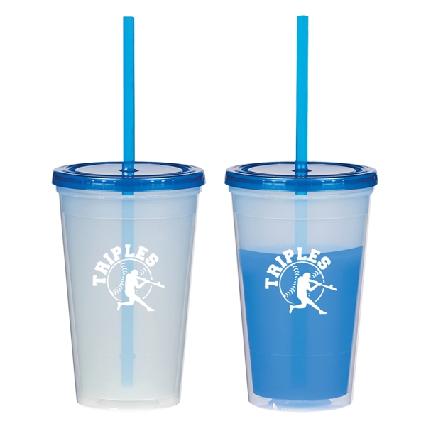 16 Oz. Econo Color Changing Tumbler. Polypropylene Material.  Snap-On, Spill-Resistant... from ASI 61125 Hit Promotional Products / Hit®