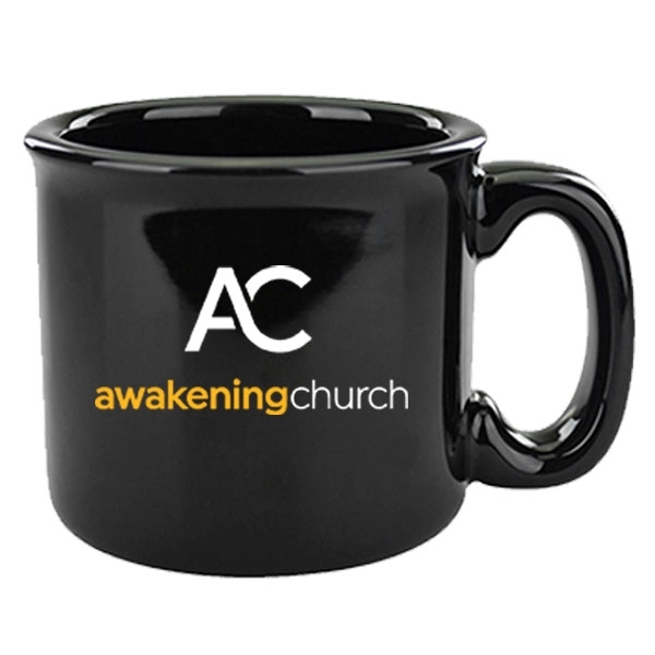 15 oz. black colored stoneware mug.... from ASI 46573 Cooper & Clement Inc