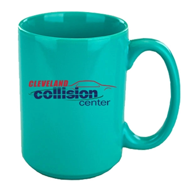 15 oz. gamboge yellow colored mug with handle and customization.... from ASI 46573 Cooper & Clement Inc