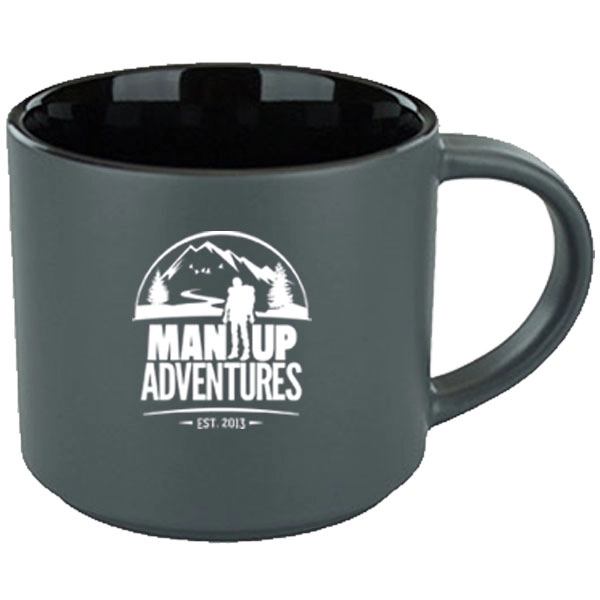 16 oz. mug with a satin gray exterior, glossy black interior.... from ASI 46573 Cooper & Clement Inc