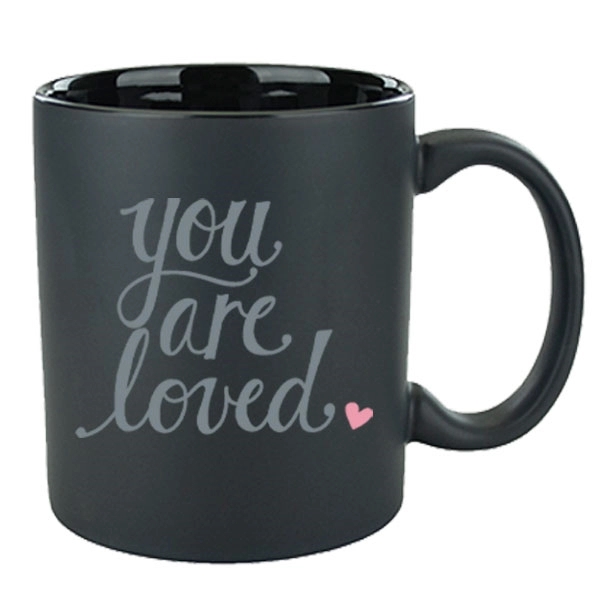 11 oz. c-handle mug with matte satin black exterior and glossy... from ASI 46573 Cooper & Clement Inc