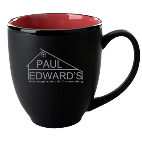15 oz. bistro mug with matte satin black exterior and glossy... from ASI 46573 Cooper & Clement Inc