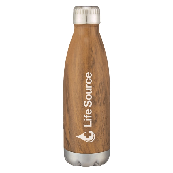 16 Oz. Stainless Steel Woodtone Vacuum Bottle... from ASI 61125 Hit Promotional Products