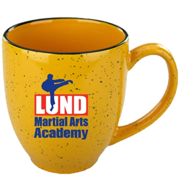 15 oz. gamboge yellow colored bistro mug with handle and customization.... from ASI 46573 Cooper & Clement Inc