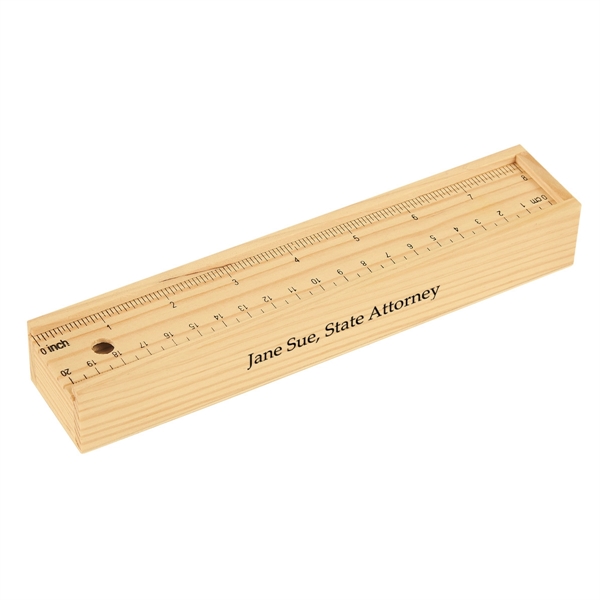 Wooden ruler box with a set of colored pencils... from ASI 61125 Hit Promotional Products / Hit®