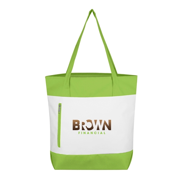 Tote bag with colored zippered side pocket and 23" handles... from ASI 61125 Hit Promotional Products / Hit®