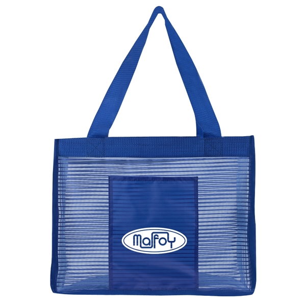 Nylon mesh/210D polyester sheer striped tote bag... from ASI 61125 Hit Promotional Products / Hit®