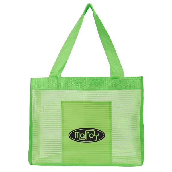 Nylon mesh/210D polyester sheer striped tote bag... from ASI 61125 Hit Promotional Products / Hit®