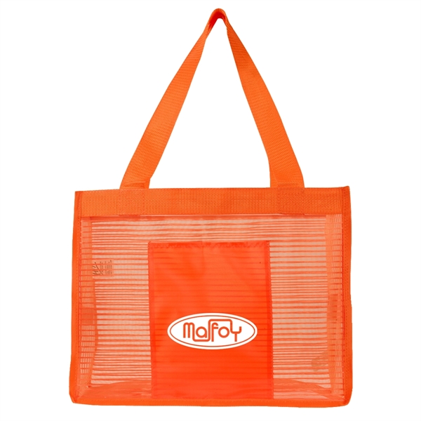 Nylon mesh/210D polyester sheer striped tote bag... from ASI 61125 Hit Promotional Products / Hit®