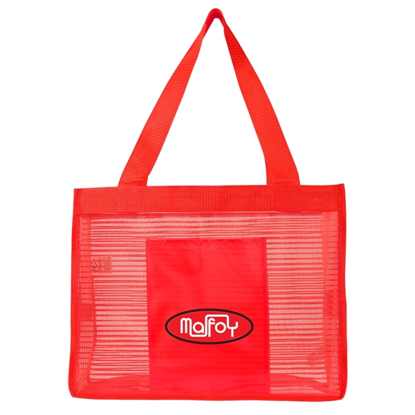 Nylon mesh/210D polyester sheer striped tote bag... from ASI 61125 Hit Promotional Products / Hit®