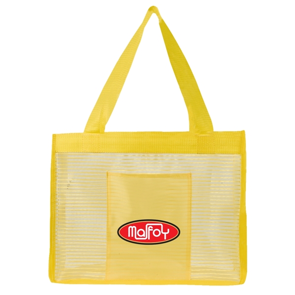 Nylon mesh/210D polyester sheer striped tote bag... from ASI 61125 Hit Promotional Products / Hit®
