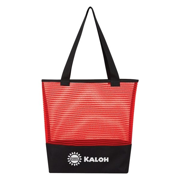 Tote bag made of sheer mesh with a pinstripe design.... from ASI 61125 Hit Promotional Products / Hit®