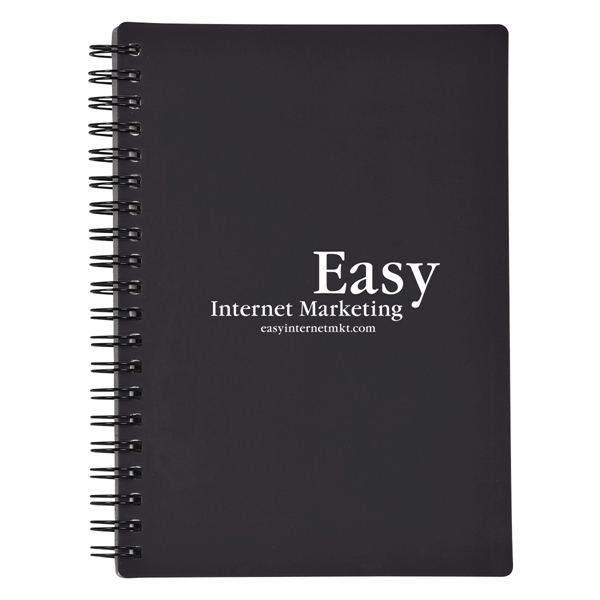 Spiral bound notebook with rubberized cover, cardboard back, and 70 lined... from ASI 61125 Hit Promotional Products / Hit®