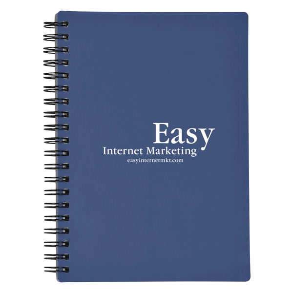 Spiral bound notebook with rubberized cover, cardboard back, and 70 lined... from ASI 61125 Hit Promotional Products / Hit®