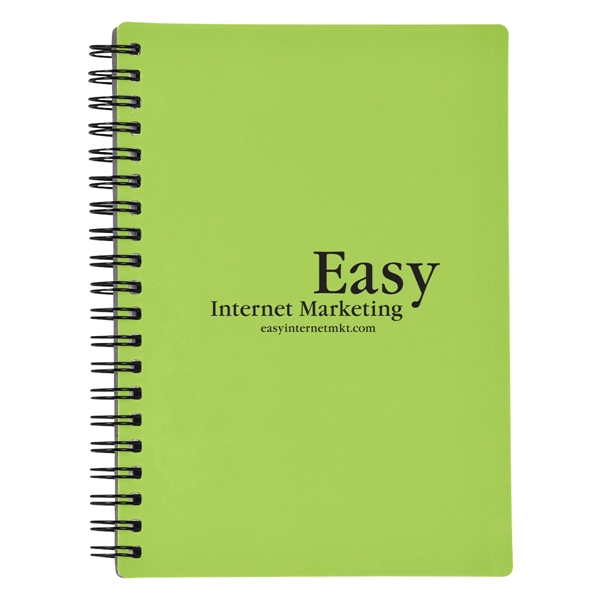 Spiral bound notebook with rubberized cover, cardboard back, and 70 lined... from ASI 61125 Hit Promotional Products / Hit®