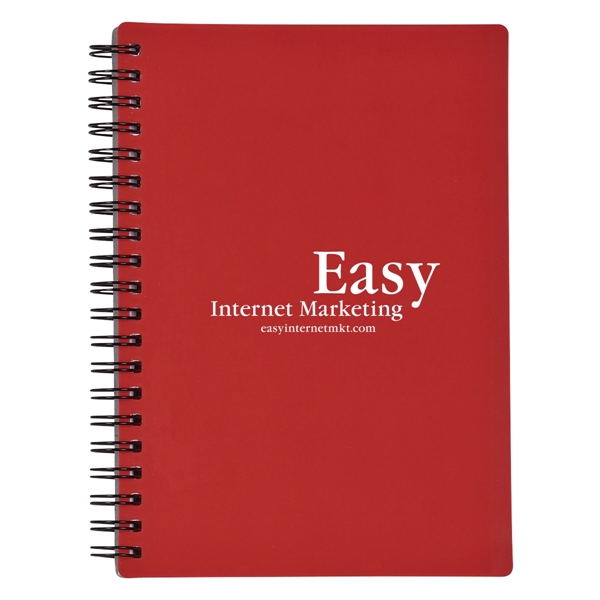 Spiral bound notebook with rubberized cover, cardboard back, and 70 lined... from ASI 61125 Hit Promotional Products / Hit®