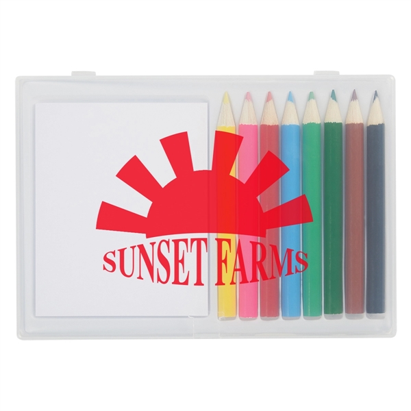 Eight colored pencils and a pad of paper in a case.... from ASI 61125 Hit Promotional Products / Hit®