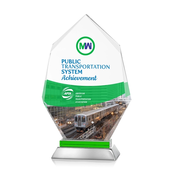 Unique optical award with green optical and aluminum base.... from ASI 84592 St Regis Group / St Regis