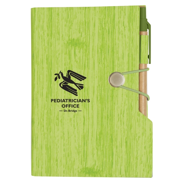 Notebook with a woodgrain look that has sticky notes, tape flags,... from ASI 61125 Hit Promotional Products / Hit®