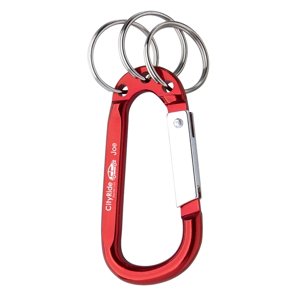 3" carabiner available in multiple colors with three split ring attachments.... from ASI 61125 Hit Promotional Products / Hit®