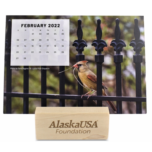 Wood Calendar Holder with 6 Custom Canlender Cards imprinted 2 sides... from ASI 72657 Active Life Promo / Ingrain Promo