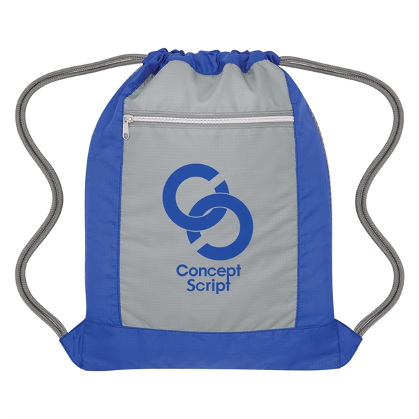 Drawstring sports bag with back mesh panels and front and back... from ASI 61125 Hit Promotional Products / Hit®