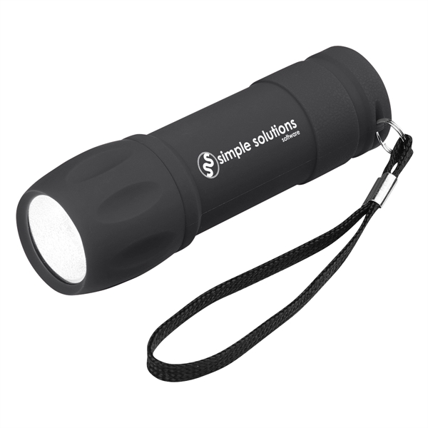 Bright white COB flashlight with a rubberized finish, a strap, and... from ASI 61125 Hit Promotional Products / Hit®