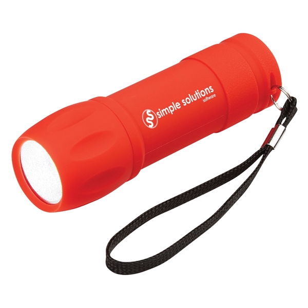 Bright white COB flashlight with a rubberized finish, a strap, and... from ASI 61125 Hit Promotional Products / Hit®